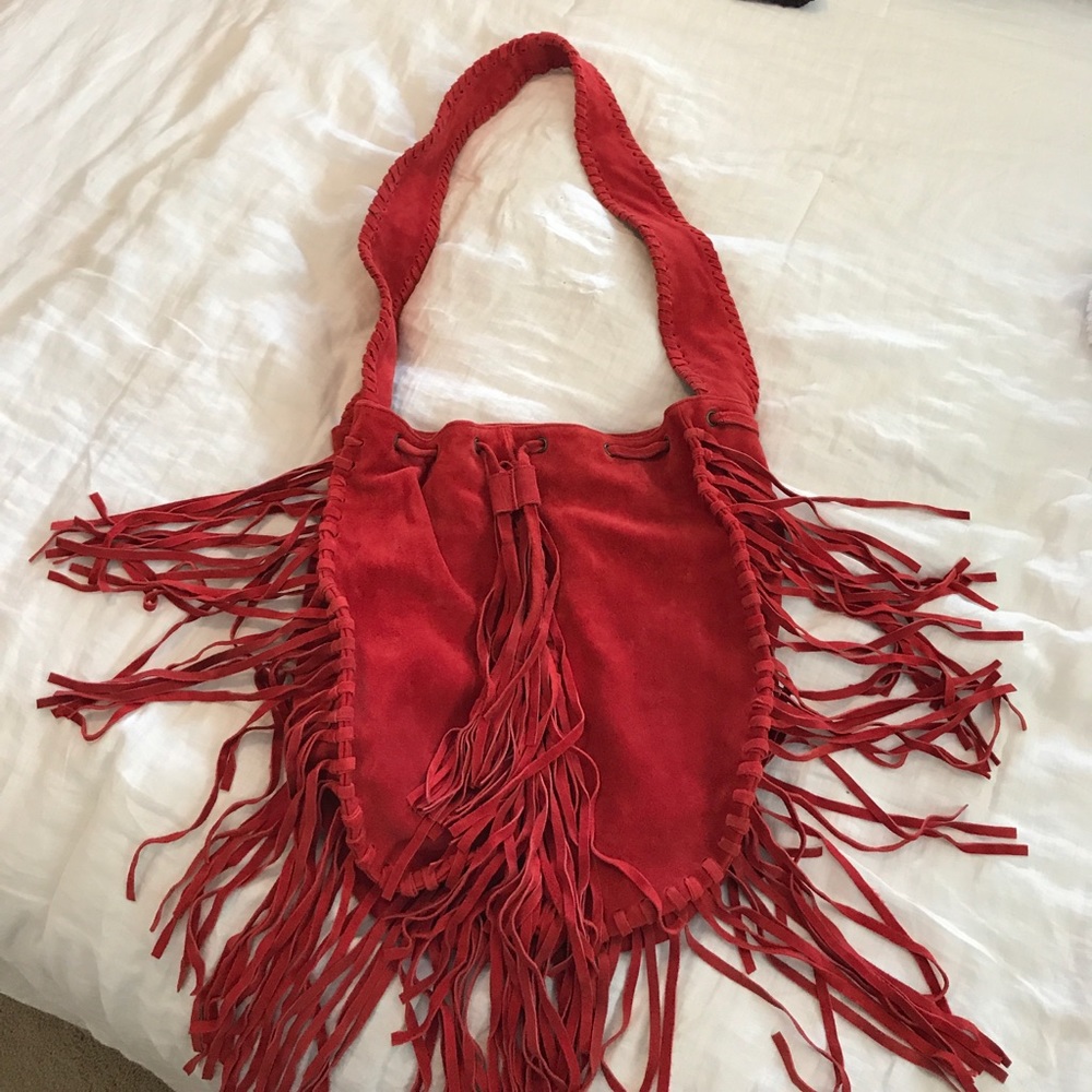 Large Red Fringe LF Tote